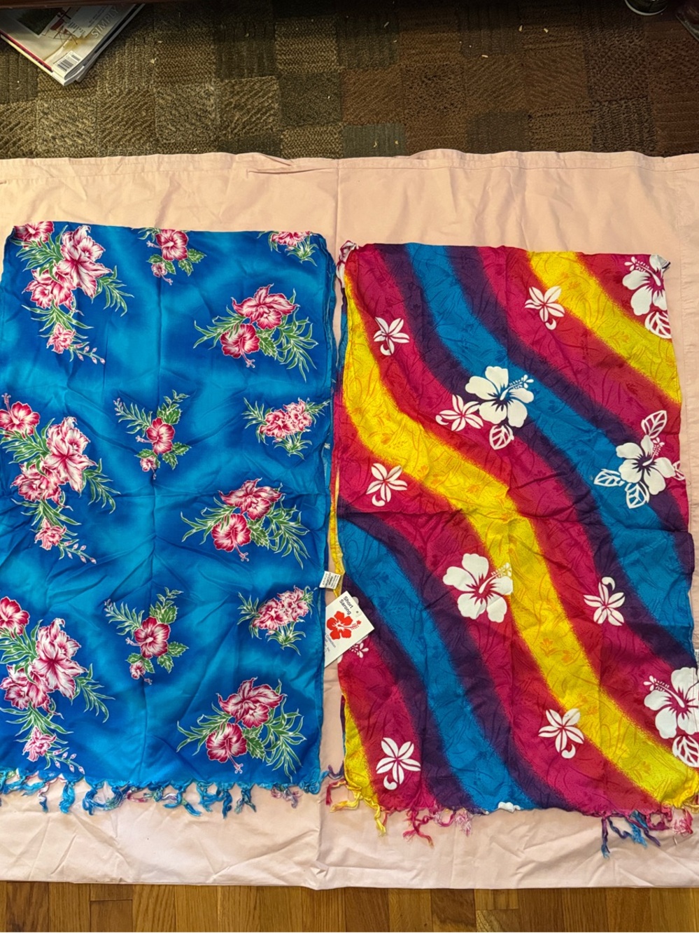 Tropical Floral Sarongs - Blue & Multicolor Wraps